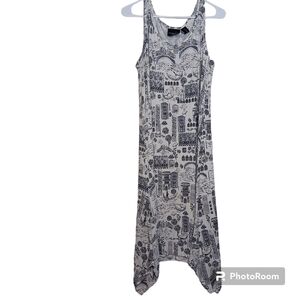 Cynthia Rowley Women's Size 1X Venice Print Tank Midi Dress Sharkbite Hem